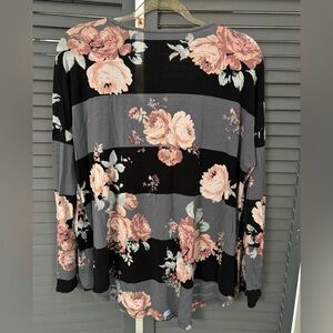 Maurices Floral Long Sleeve Top - Black and Gray